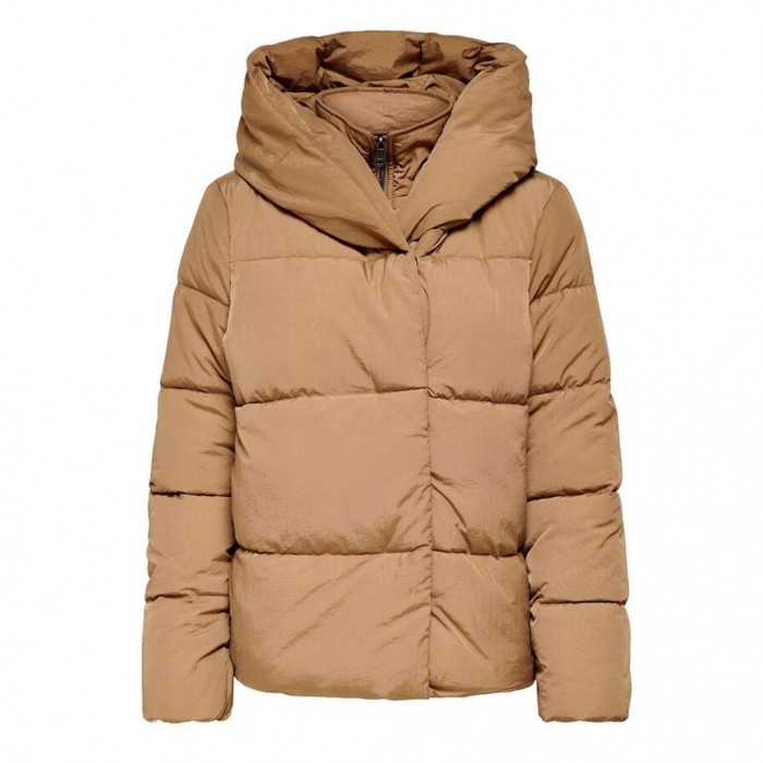 ONLY HOODED PUFFER JACKET Brown / Toasted Coconut