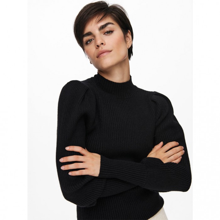 ONLY HIGH NECK KNITTED PULLOVER BLACK