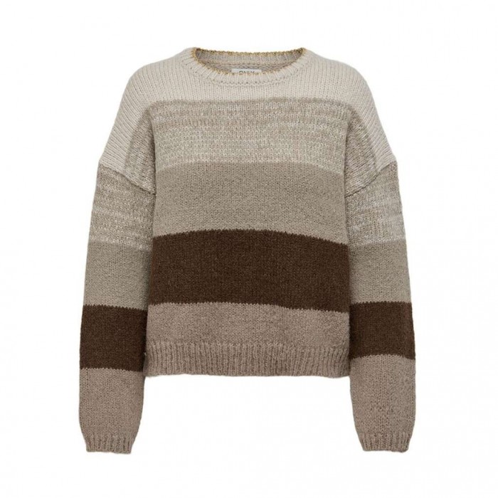 ONLY STRIPED KNITTED PULLOVER GREY