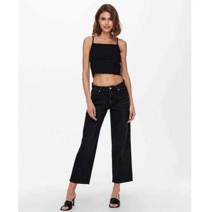 ONLY ONLSOPHIE LIFE WIDE ANKLE MID-RISE JEANS BLACK