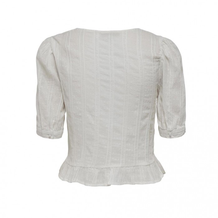 ONLY ONLLINA 3/4 BUTTON TOP WVN WHITE