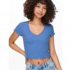 ONLY  ONLKIKA S/S V-NECK TOP JRS BLUE