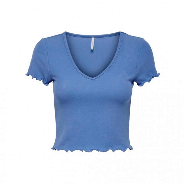 ONLY  ONLKIKA S/S V-NECK TOP JRS BLUE