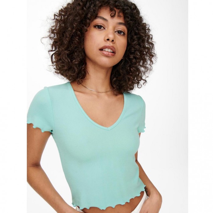 ONLY ONLKIKA S/S V-NECK TOP JRS TURQUOISE
