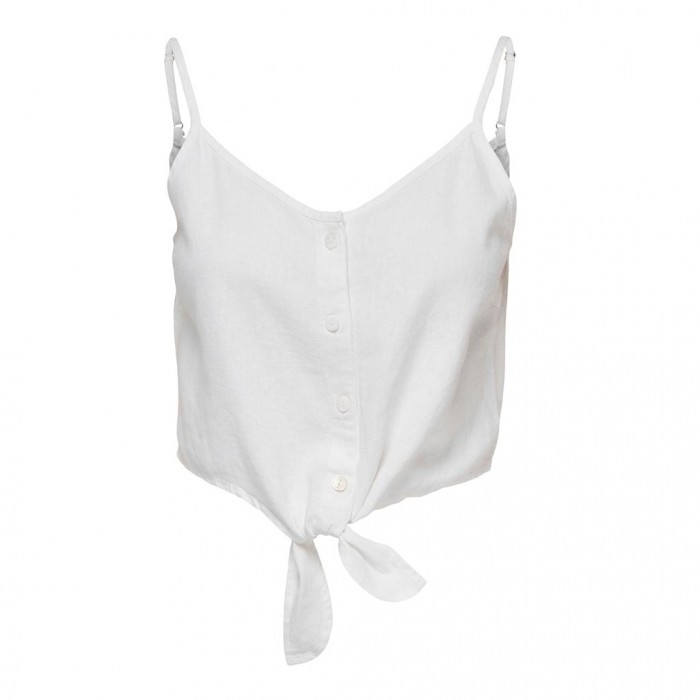 ONLY ONLCARO STRAP LINEN BLEND KNOT TOP PNT WHITE