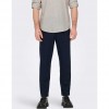 ONLY & SONS  ONSLEO CROP LINEN MIX 0048 PANT DARK BLUE