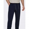 ONLY & SONS  ONSLEO CROP LINEN MIX 0048 PANT DARK BLUE