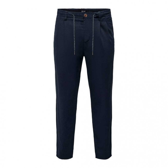 ONLY & SONS  ONSLEO CROP LINEN MIX 0048 PANT DARK BLUE