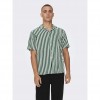 ONLY & SONS SHORT SLEEVED STRIPED SHIRT GREEN