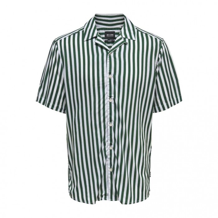 ONLY & SONS SHORT SLEEVED STRIPED SHIRT GREEN