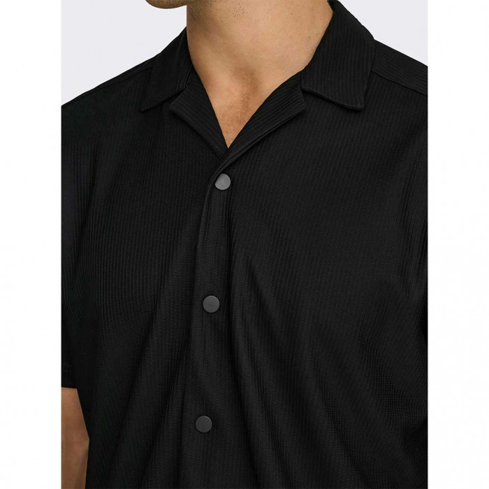 ONLY & SONS ONSKARI LIFE RLX RESORT SS PLIZZE SHIRT BLACK