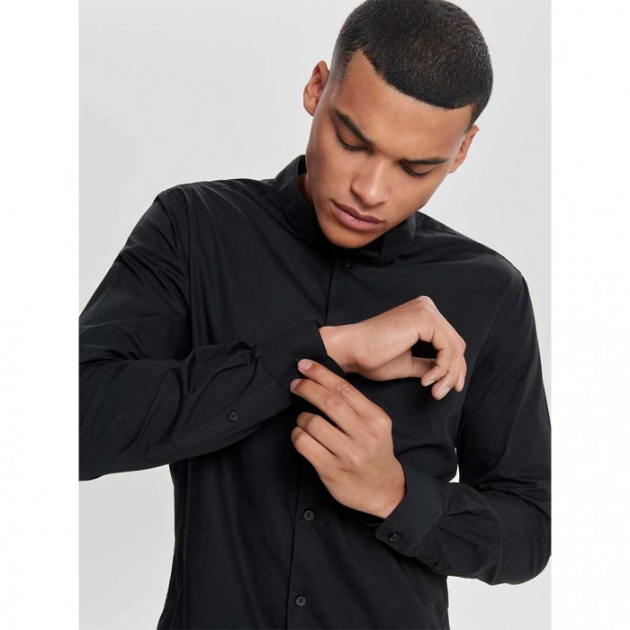 ONLY & SONS ONSPOPLIN BTN DOWN SHIRT LS BLACK