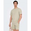 ONLY & SONS ONSKIAN LIFE REG SEERSUCKER SS TEE NOOS BEIGE ONLY & SONS ONSKIAN LIFE REG SEERSUCKER SS TEE NOOS BEIGE