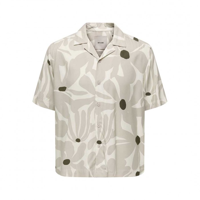 ONLY & SONS ONSDASH LIFE REG AOP SS 001 RESORT SHIRT BEIGE