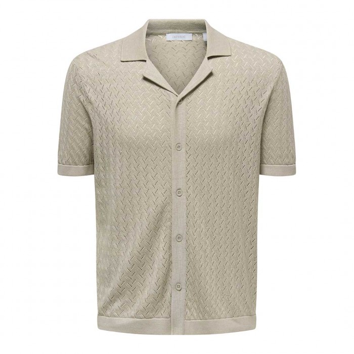 ONLY & SONS ONSSANTO REG SS RESORT SHIRT KNIT FRML BEIGE