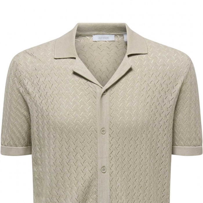 ONLY & SONS ONSSANTO REG SS RESORT SHIRT KNIT FRML BEIGE