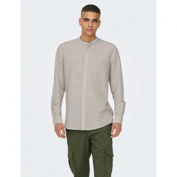 ONLY & SONS ONSCAIDEN LIFE LS LINEN BLEND MAO NOOS ECRU