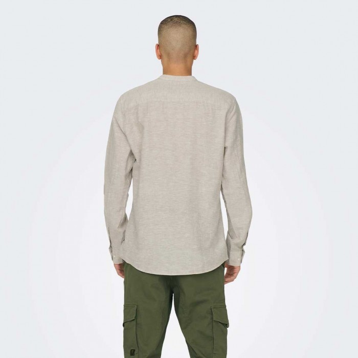 ONLY & SONS ONSCAIDEN LIFE LS LINEN BLEND MAO NOOS ECRU