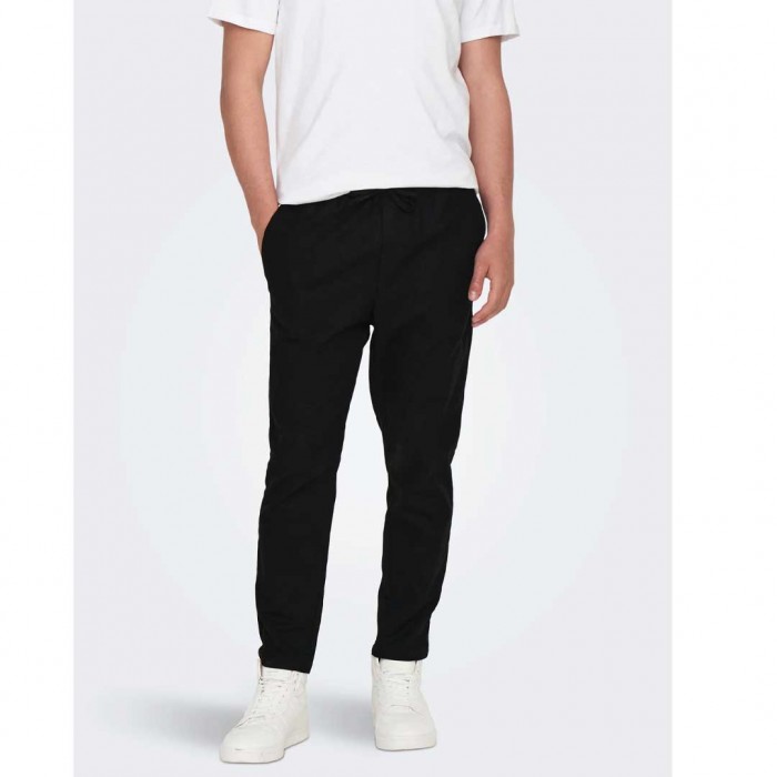 ONLY & SONS ONSLINUS CROP 0007 COT LIN PNT NOOS BLACK
