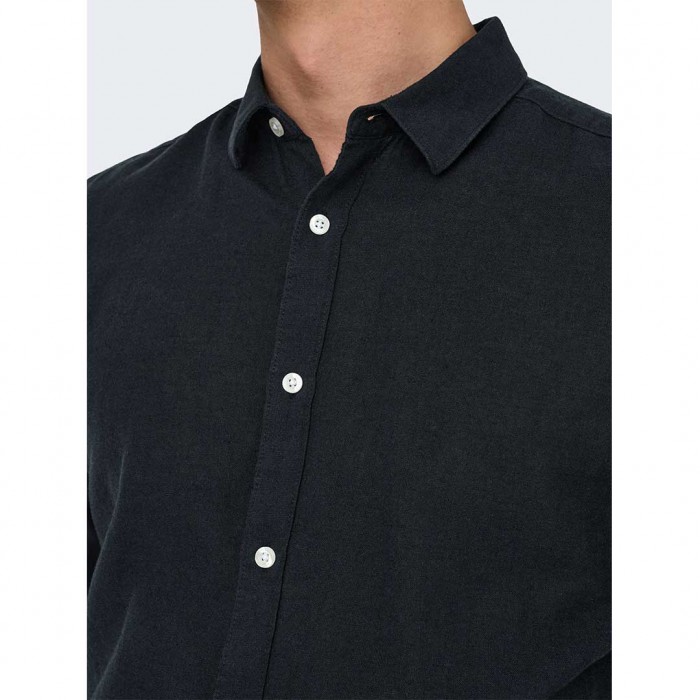 ONLY & SONS ONSCAIDEN LIFE LS SOLID LINEN BLEND NOOS BLACK