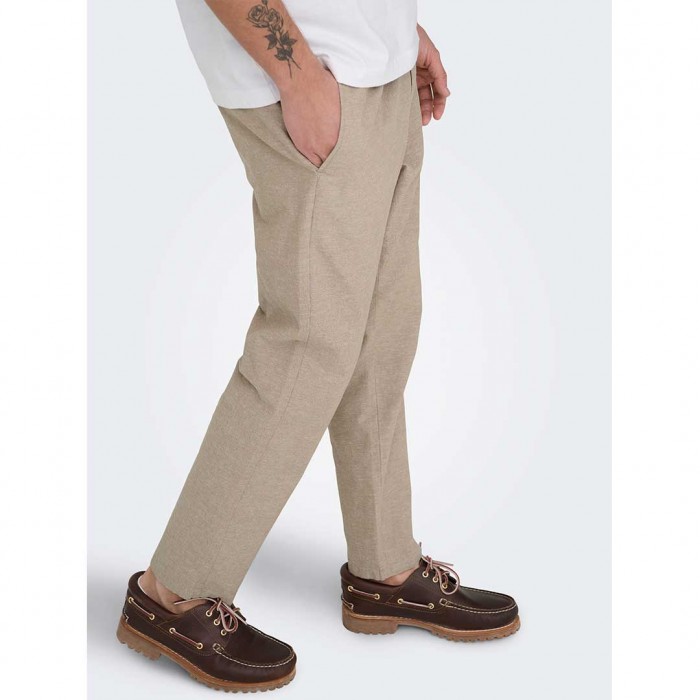 ONLY & SONS ONSLINUS CROP 0007 COT LIN PNT NOOS ECRU