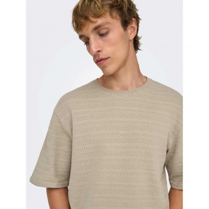 ONLY & SONS ONSGIVO REG 12 SS CREW KNIT NOOS BEIGE