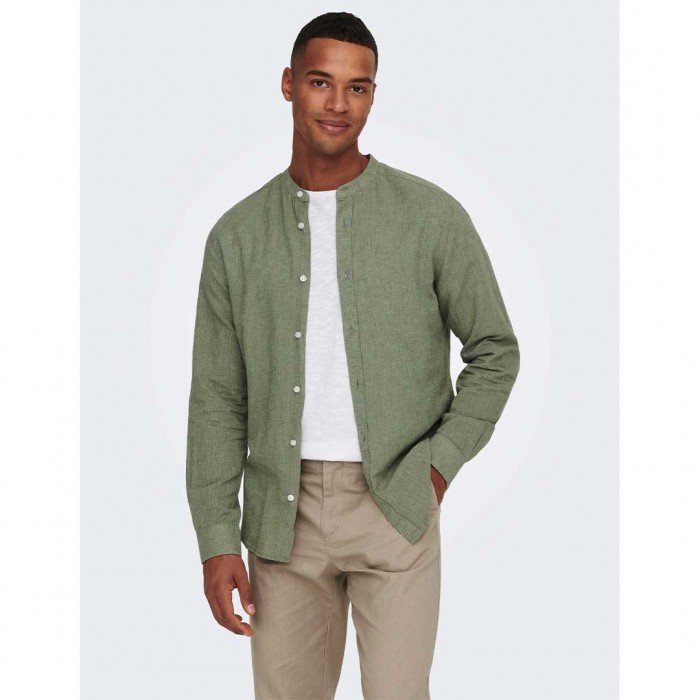 ONLY & SONS ONSCAIDEN LIFE LS LINEN BLEND MAO NOOS LIGHT GREEN