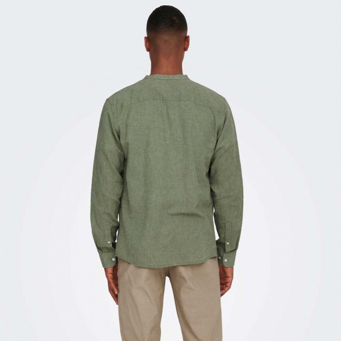 ONLY & SONS ONSCAIDEN LIFE LS LINEN BLEND MAO NOOS LIGHT GREEN