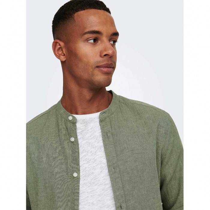 ONLY & SONS ONSCAIDEN LIFE LS LINEN BLEND MAO NOOS LIGHT GREEN