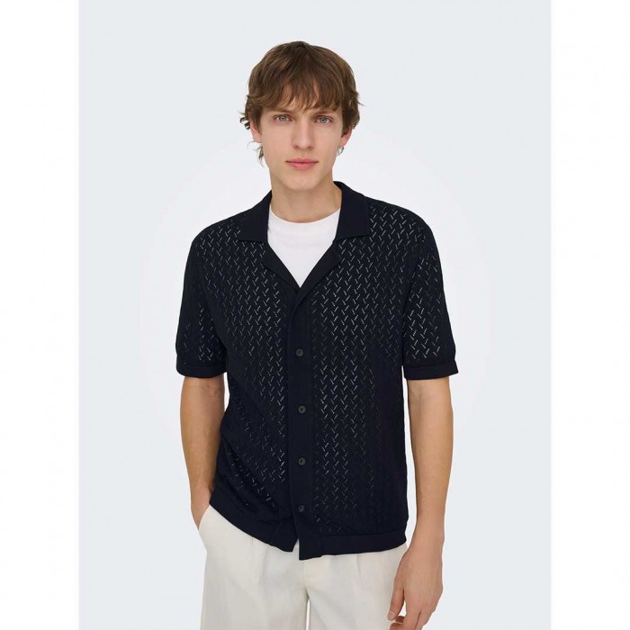 ONLY & SONS ONSSANTO REG SS RESORT SHIRT KNIT FRML DARK BLUE