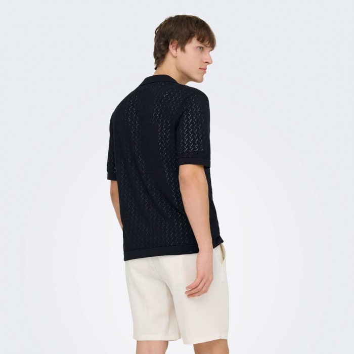 ONLY & SONS ONSSANTO REG SS RESORT SHIRT KNIT FRML DARK BLUE