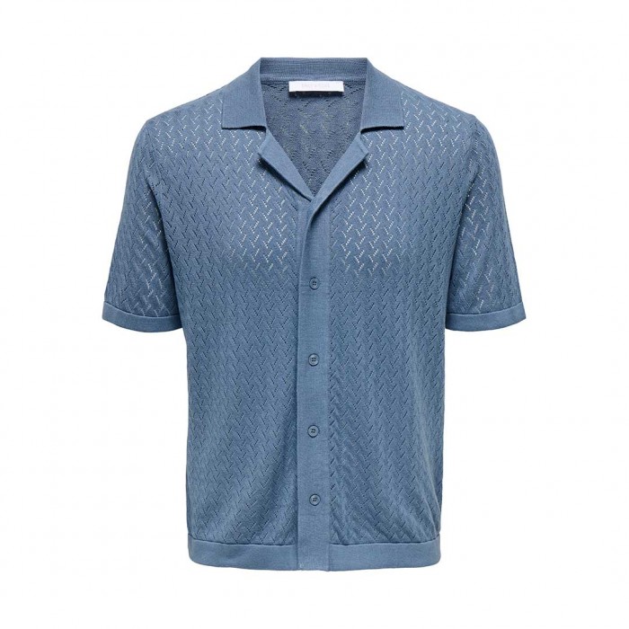 ONLY & SONS ONSSANTO REG SS RESORT SHIRT KNIT FRML CIEL