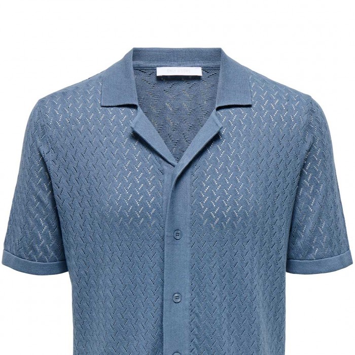 ONLY & SONS ONSSANTO REG SS RESORT SHIRT KNIT FRML CIEL