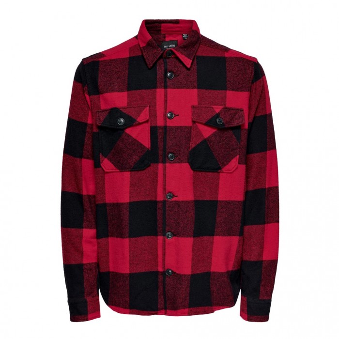 ONLY & SONS  ONSMILO LS CHECK OVERSHIRT NOOS RED