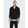 ONLY & SONS ONSPHIL REG 12 COTTON HALF ZIP KNIT NOOS BLACK