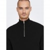 ONLY & SONS ONSPHIL REG 12 COTTON HALF ZIP KNIT NOOS BLACK