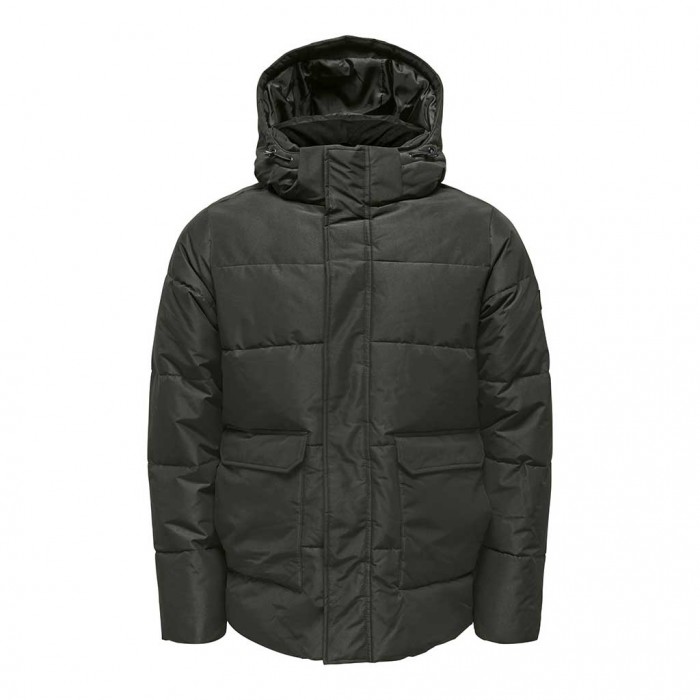 ONLY & SONS SHORT PUFFER JACKET GRAY