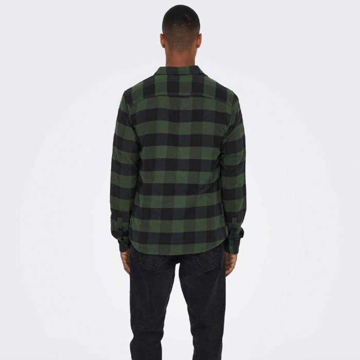 ONLY & SONS ONSGUDMUND LS CHECKED SHIRT NOOS GREEN