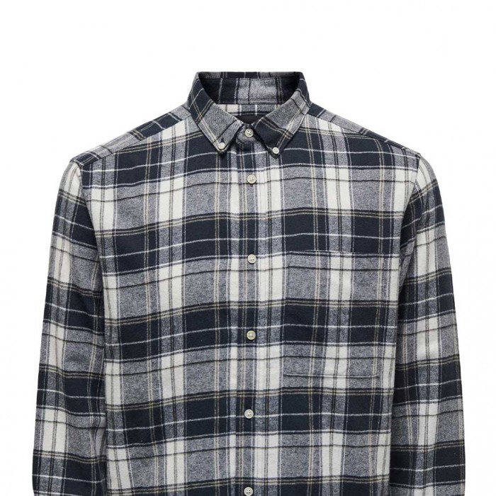 ONLY & SONS  ONSLUKA REG LS CHECK SHIRT DARK NAVY