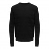 ONLY & SONS  ONSMAJOR REG 12 SOLID CREW KNIT BLACK