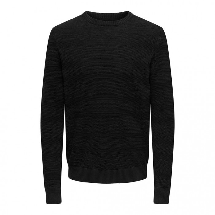 ONLY & SONS  ONSMAJOR REG 12 SOLID CREW KNIT BLACK