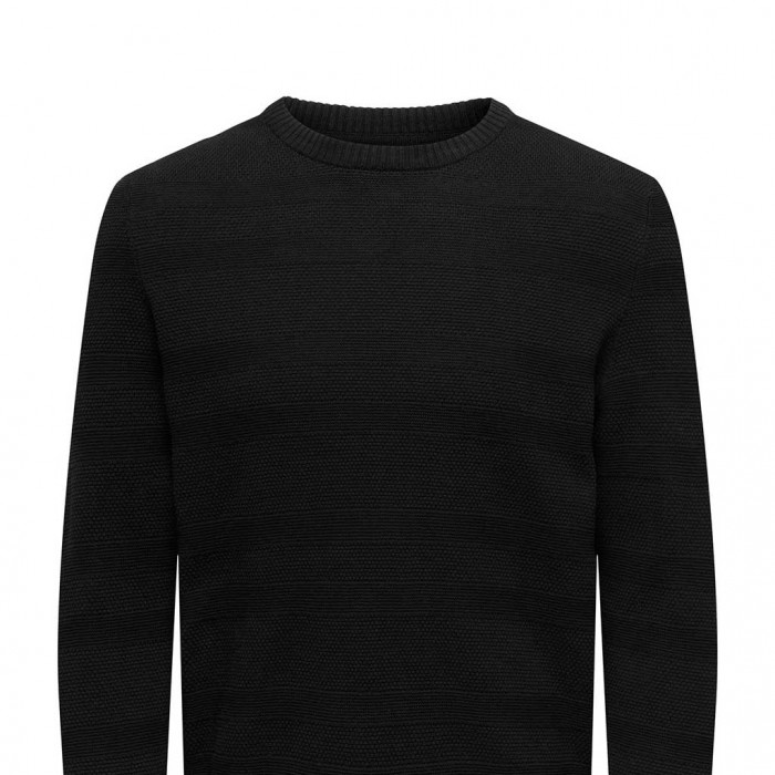 ONLY & SONS  ONSMAJOR REG 12 SOLID CREW KNIT BLACK