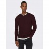 ONLY & SONS ONSPANTER REG 12 STRUC CREW KNIT NOOS BORDO