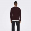 ONLY & SONS ONSPANTER REG 12 STRUC CREW KNIT NOOS BORDO