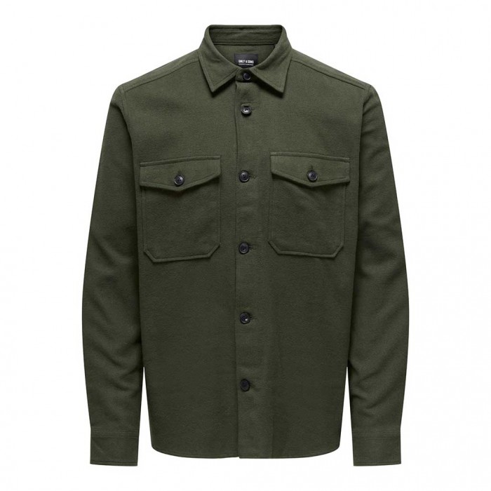 ONLY & SONS ONSMILO LS SOLID OVERSHIRT NOOS GREEN