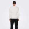 ONLY & SONS ONSKICKER LIFE REG 3 CABLE CREW KNIT WHITE