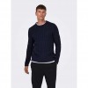 ONLY & SONS ONSKICKER LIFE REG 3 CABLE CREW KNIT NAVY BLUE ONLY & SONS ONSKICKER LIFE REG 3 CABLE CREW KNIT NAVY BLUE