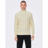 ONLY & SONS  ONSRIGGE REG 3 CABLE ROLL NECK KNIT BEIGE