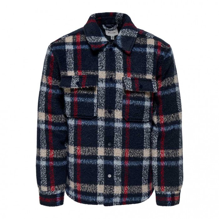 ONLY & SONS ONSGIO LF CHECK PADDED JACKET OTW BLUE