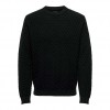 ONLY & SONS ONSKALLE REG 12 STRUC CREW KNIT NOOS BLACK